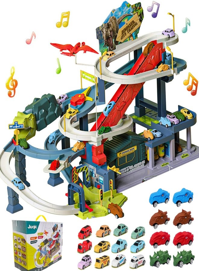 Juqic Kid's Toy Car Ramp Track Railcar Slot Car Vehicle Race Tracks Play Set with 20 Mini Cars for Preschool Boys Puzzles Gifts Children Ages 3 to 6 or Older - Image 1